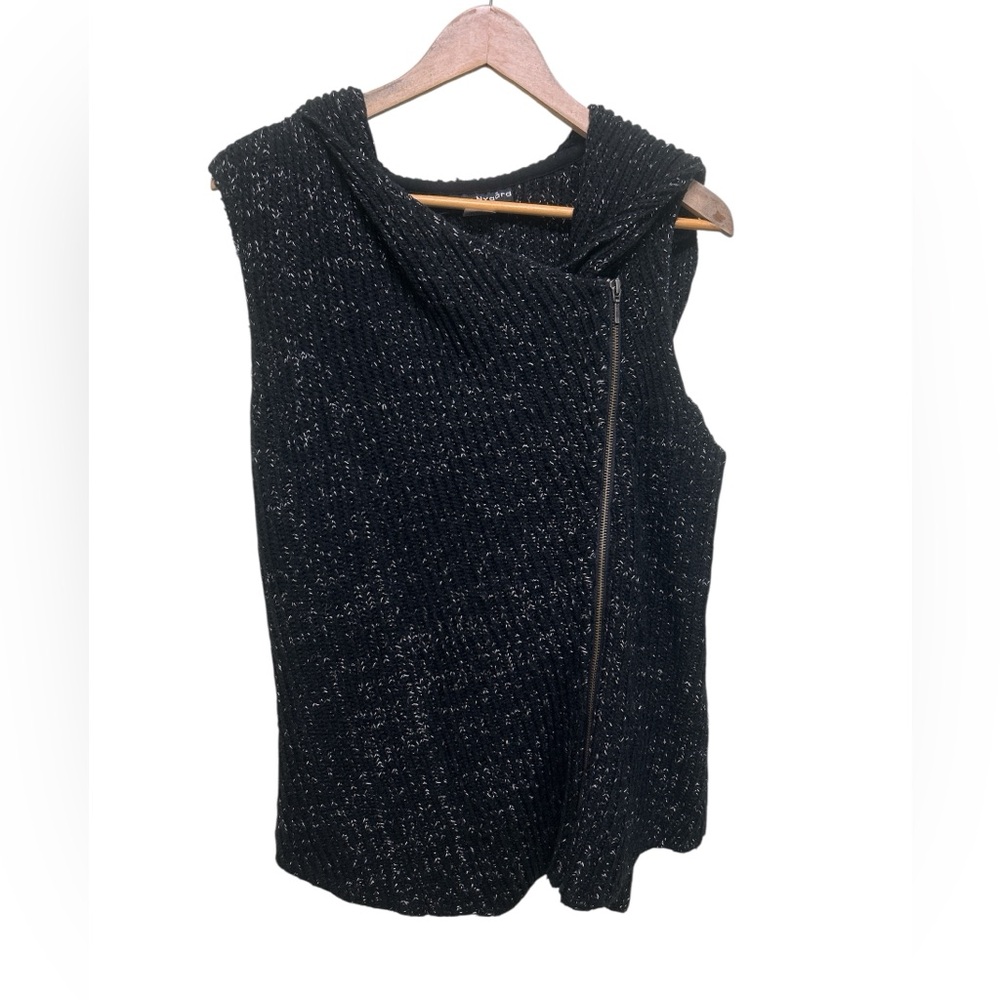 Bianca Nygard Hoodie Knit Vest Black Speckled Size 10